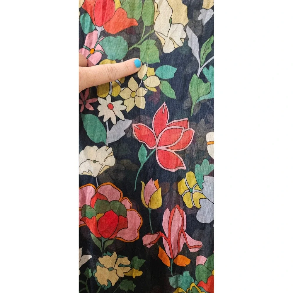 Kate Spade Floral Scarf Oblong Wrap Black‎ Sheer Lightweight Colorful